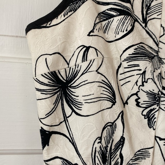 Adrianna Papell Jaquard Fit & Flare A-Line Dress Floral Print Classic White - Picture 6 of 13